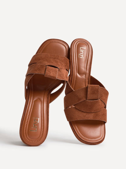 Madrid Tan Faux Suede Mule Heels