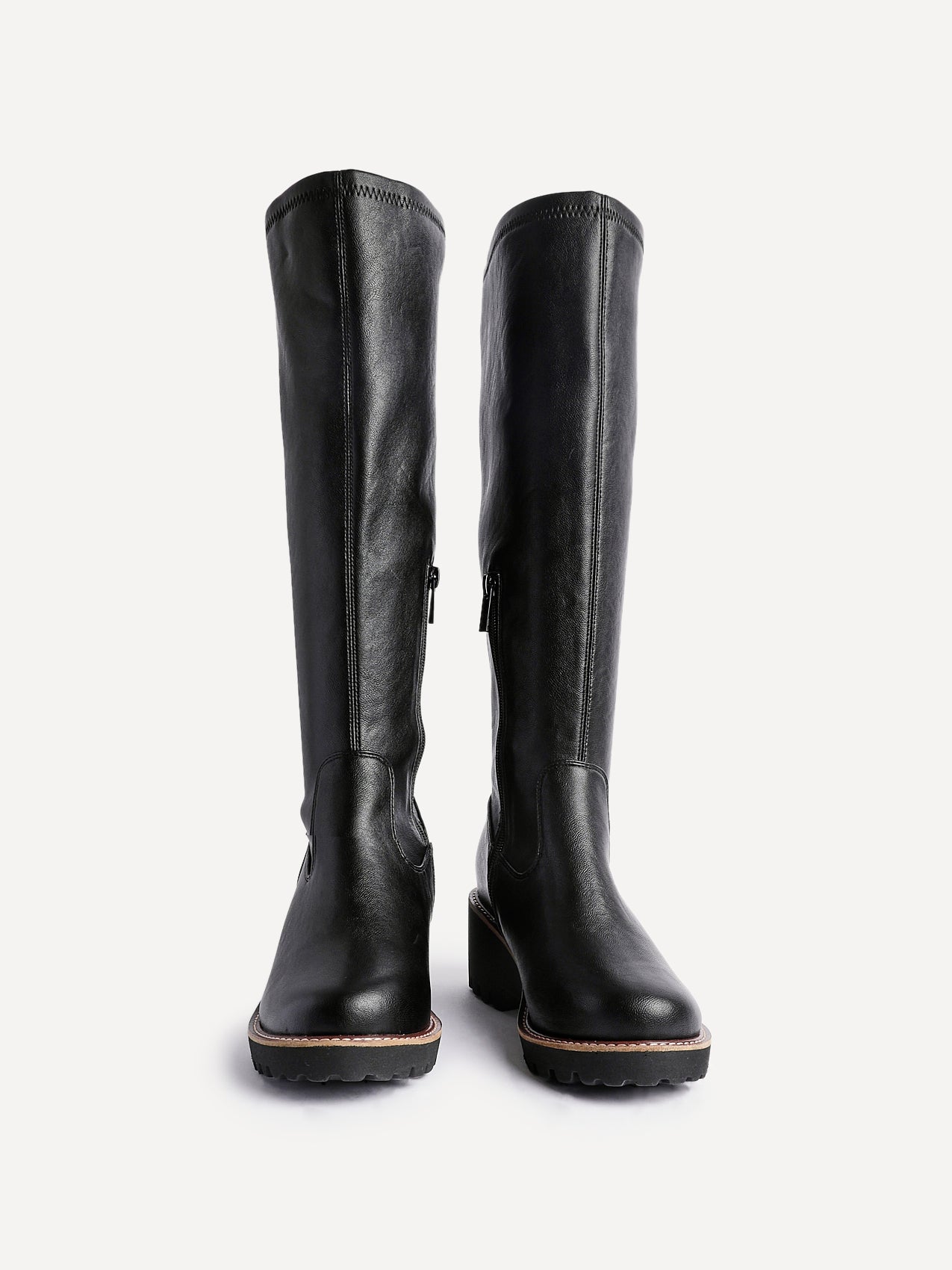 Maintain Wide Fit Black Faux Leather Long Boots