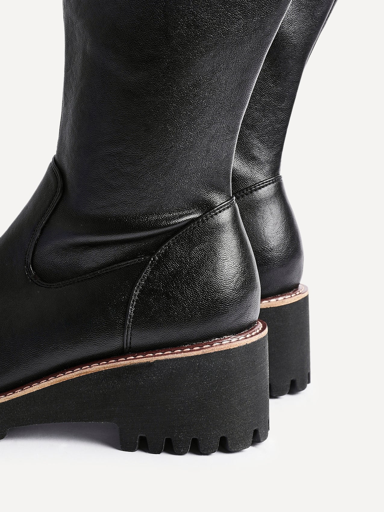 Maintain Wide Fit Black Faux Leather Long Boots