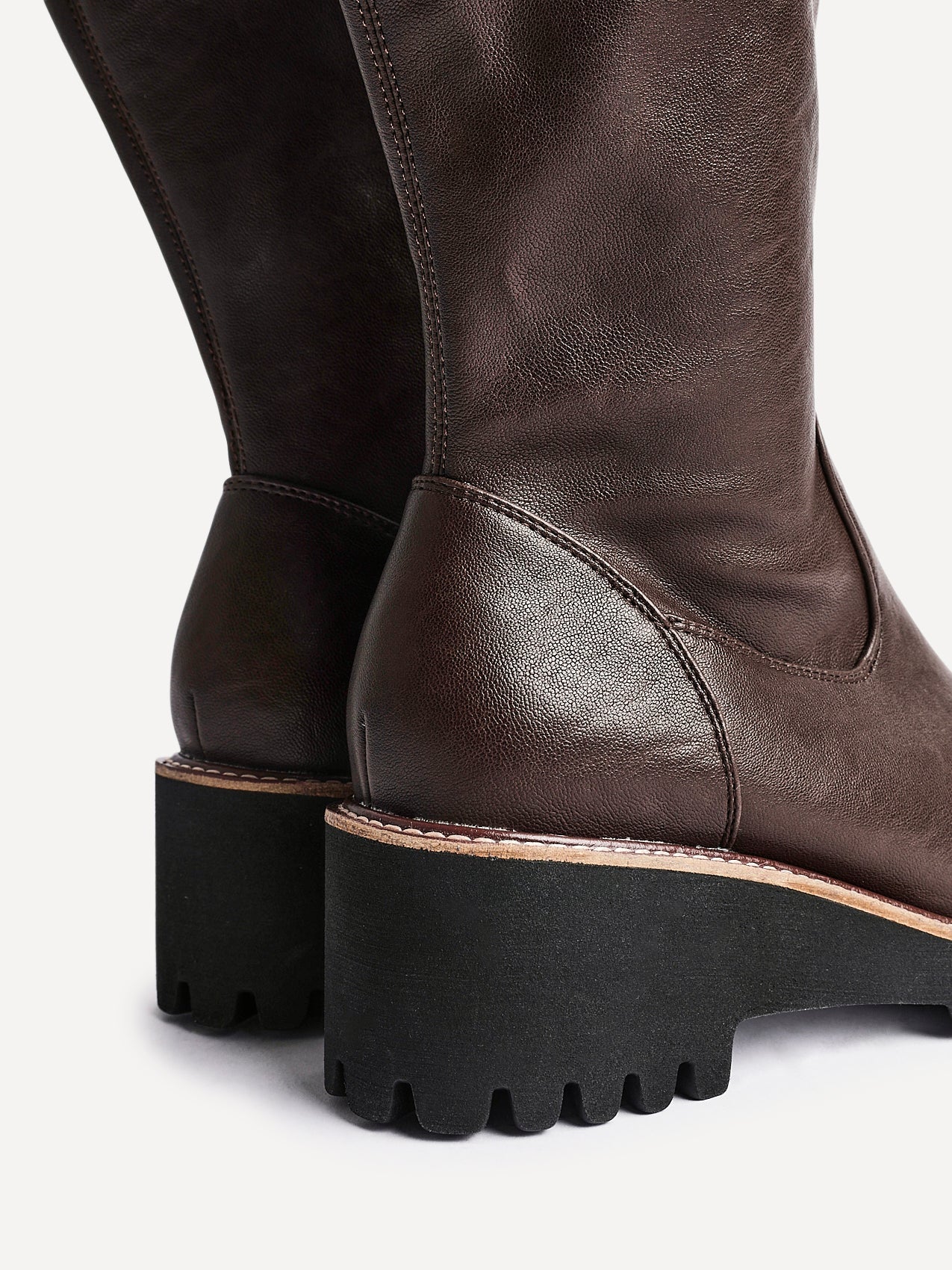 Maintain Wide Fit Brown Faux Leather Long Boots
