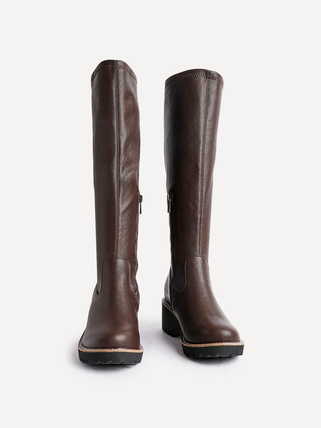 Maintain Wide Fit Brown Faux Leather Long Boots