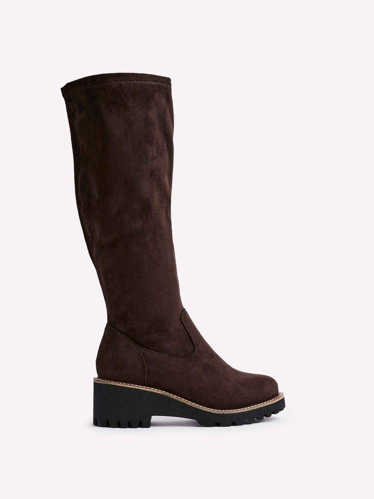 Maintain Wide Fit Brown Faux Suede Long Boots