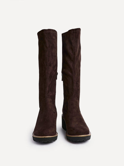 Maintain Wide Fit Brown Faux Suede Long Boots