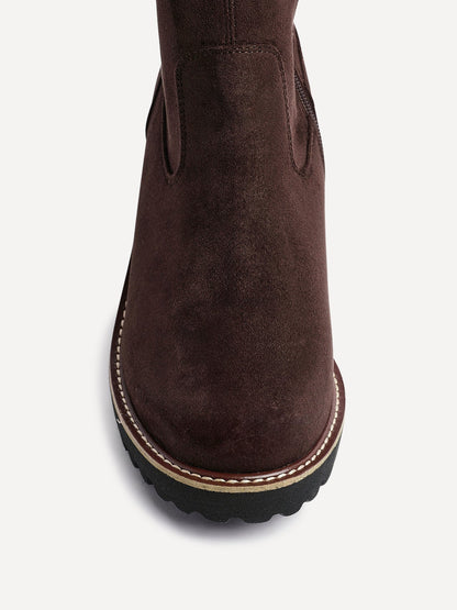 Maintain Wide Fit Brown Faux Suede Long Boots