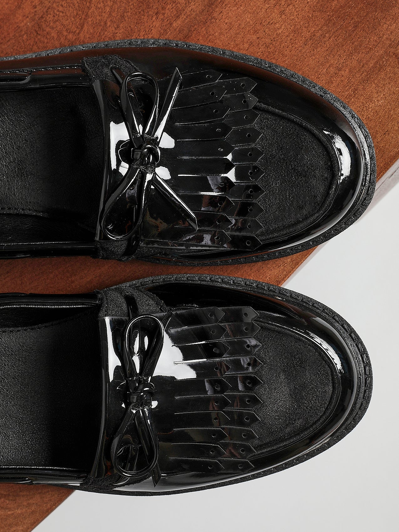 Mallo Black Faux Suede & Leather Loafers