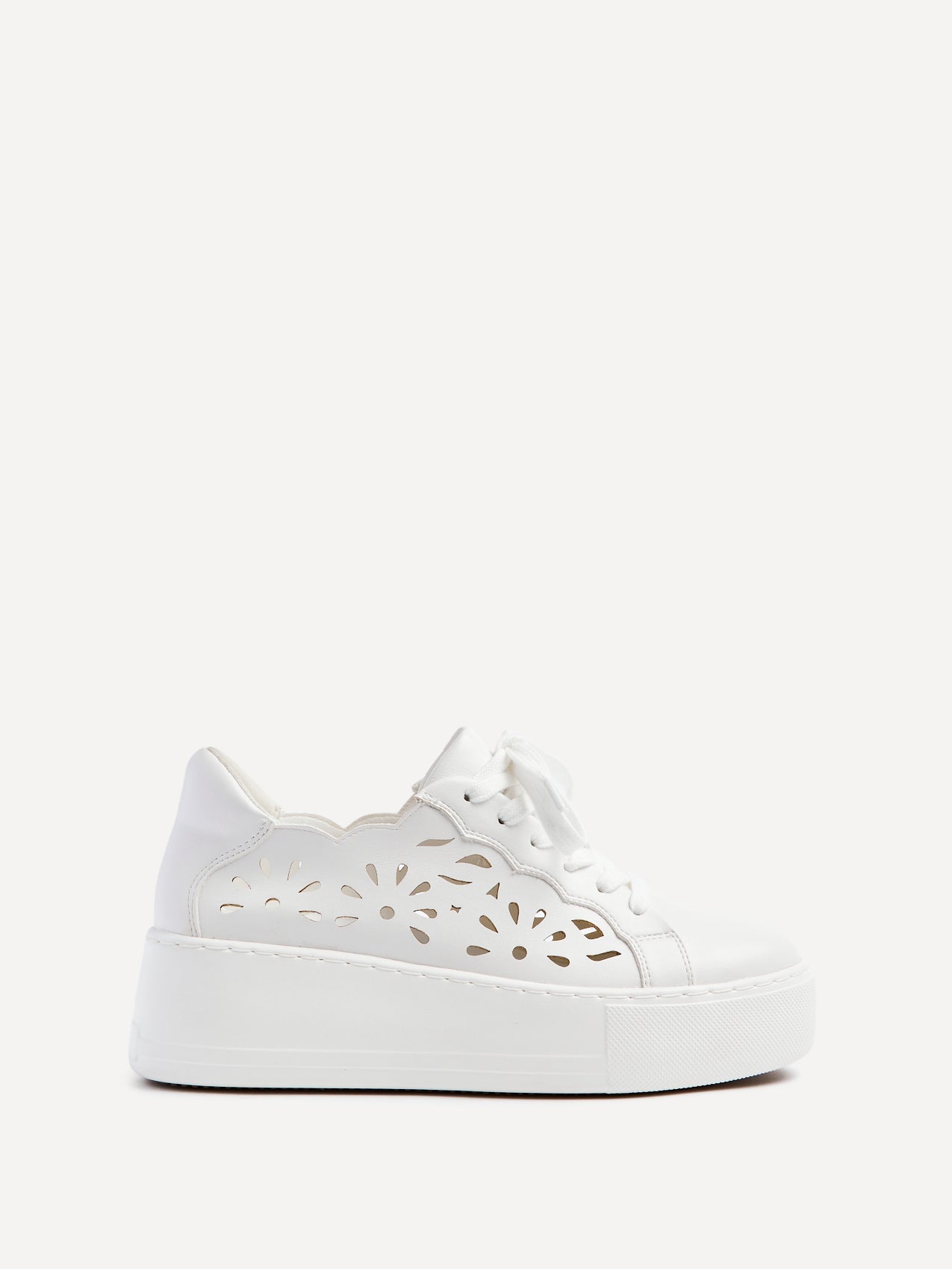 Mallory White Floral Faux Leather Trainers