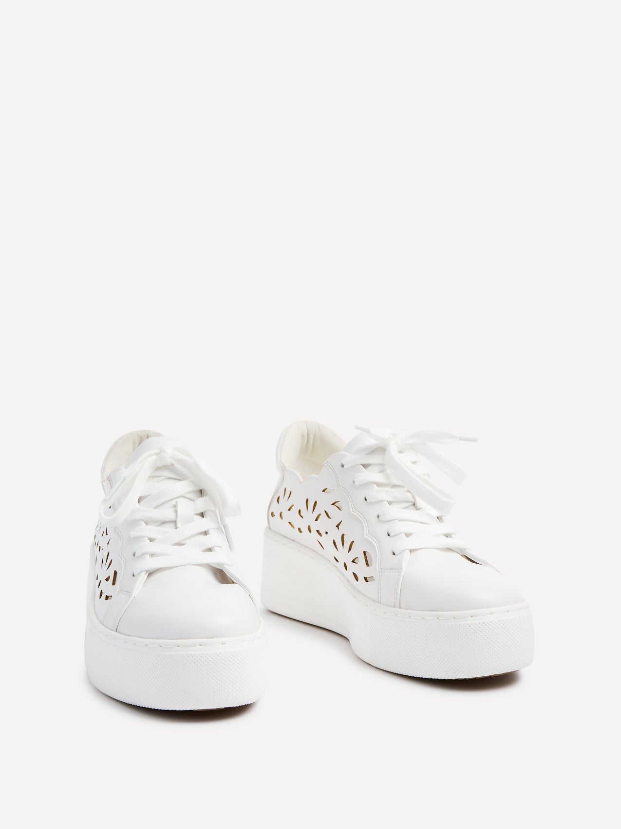 Mallory White Floral Faux Leather Trainers