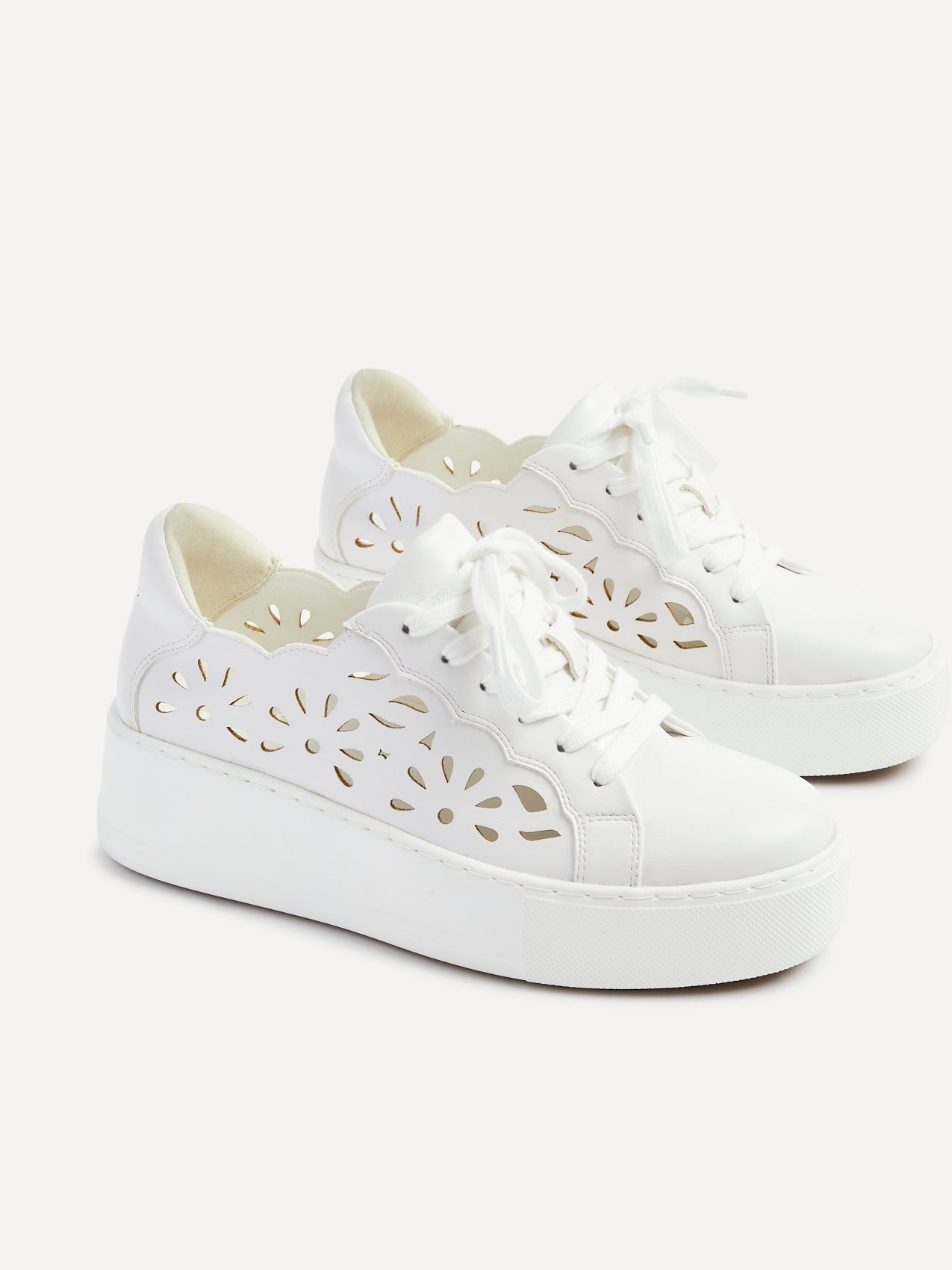 Mallory White Floral Faux Leather Trainers
