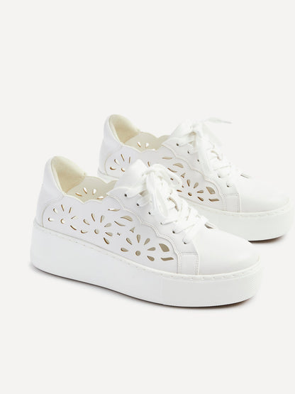Mallory White Floral Faux Leather Trainers