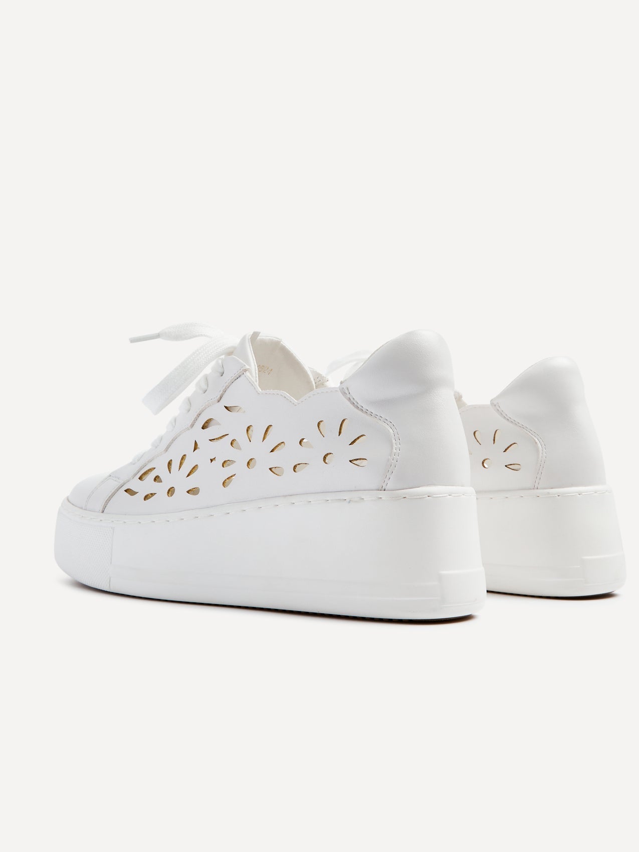 Mallory White Floral Faux Leather Trainers