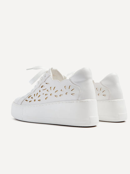 Mallory White Floral Faux Leather Trainers