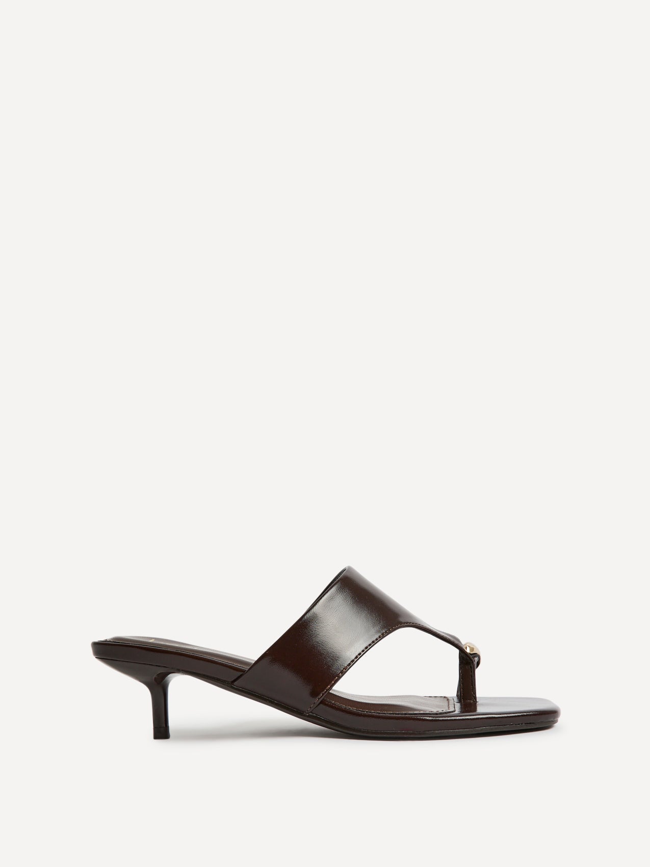 Manhattan Brown Faux Leather Mule Heels
