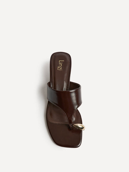 Manhattan Brown Faux Leather Mule Heels