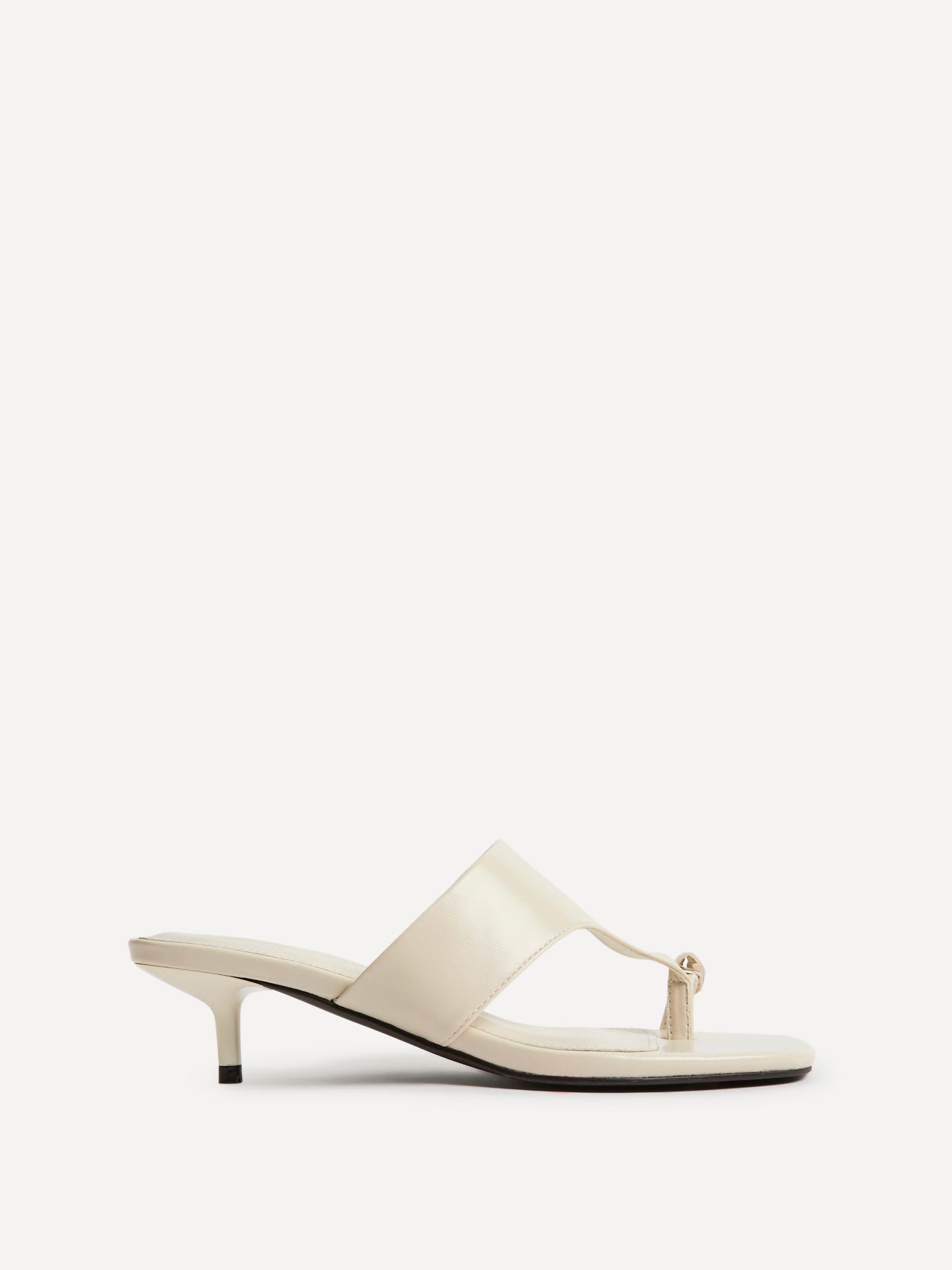 Manhattan Ivory Faux Leather Mule Heels