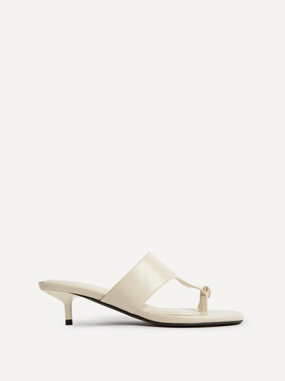 Manhattan Ivory Faux Leather Mule Heels