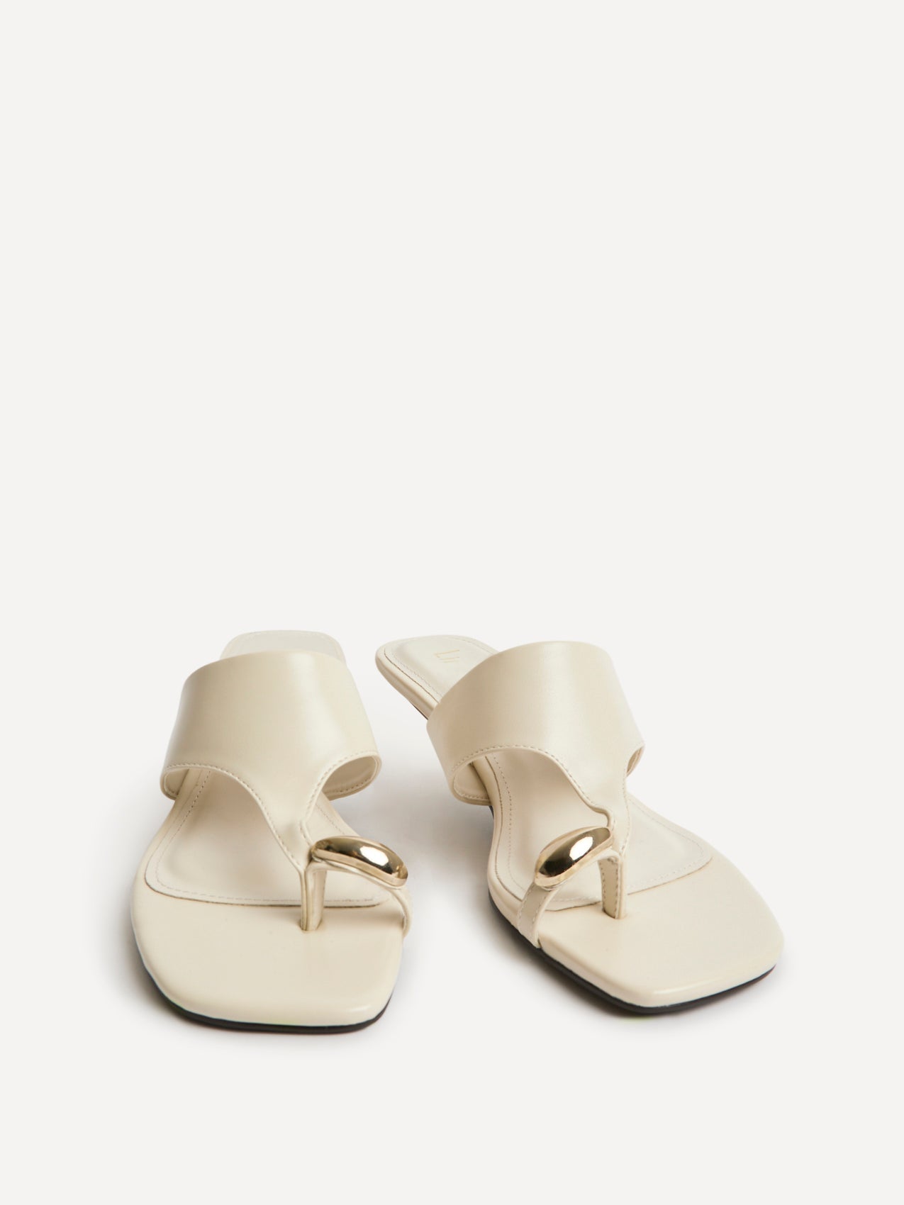Manhattan Ivory Faux Leather Mule Heels