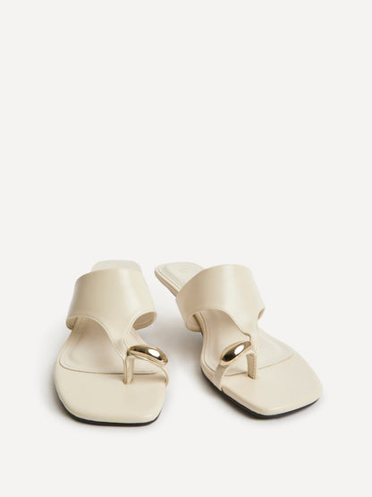 Manhattan Ivory Faux Leather Mule Heels