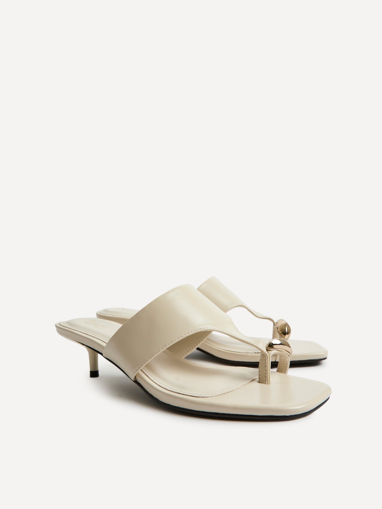 Manhattan Ivory Faux Leather Mule Heels