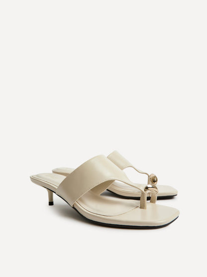 Manhattan Ivory Faux Leather Mule Heels