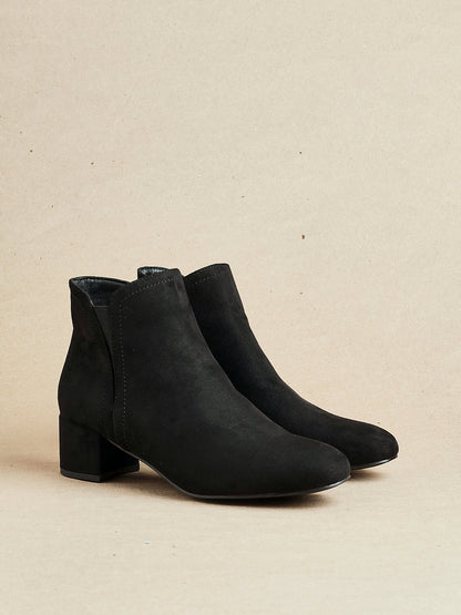 Manor Black Faux Suede Heeled Ankle Boots