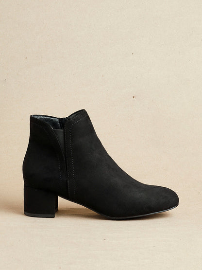 Manor Black Faux Suede Heeled Ankle Boots