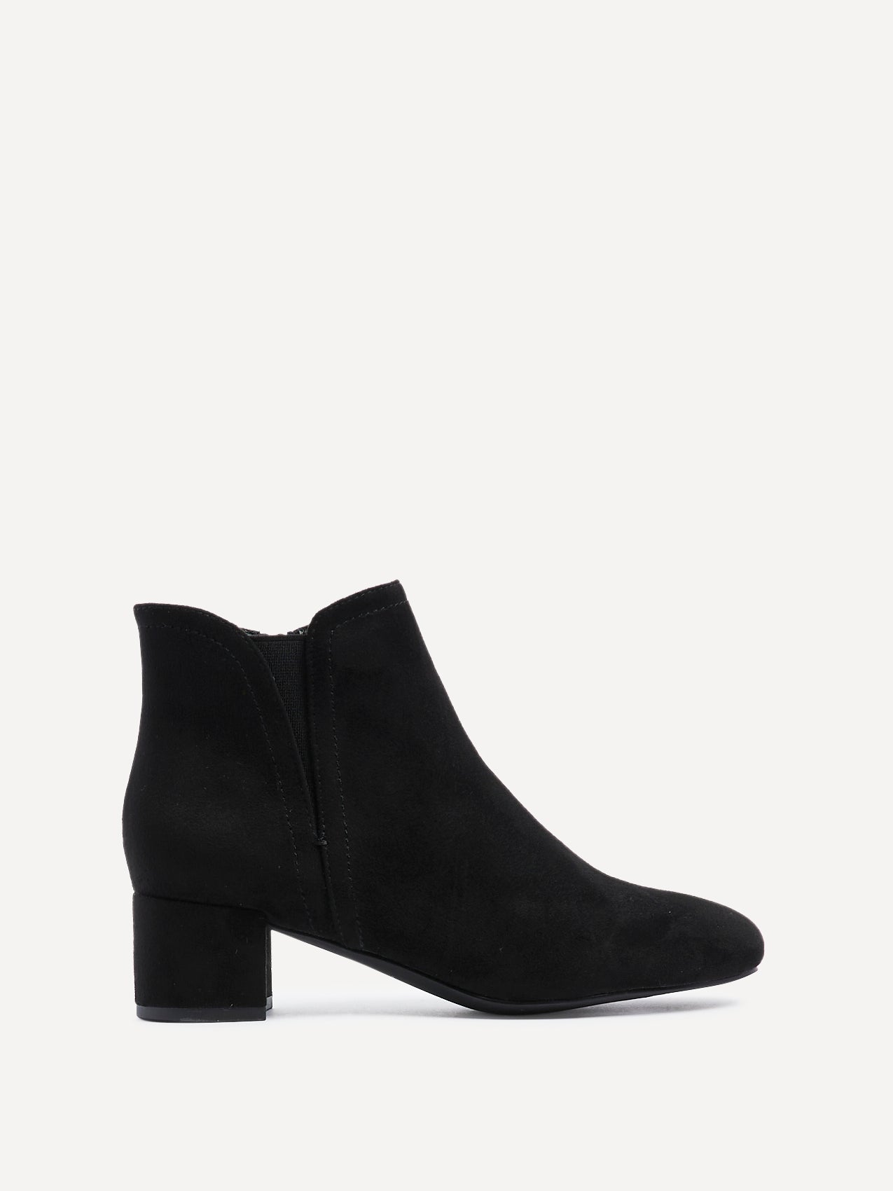 Manor Black Faux Suede Heeled Ankle Boots