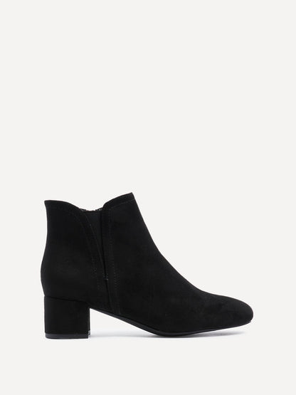 Manor Black Faux Suede Heeled Ankle Boots