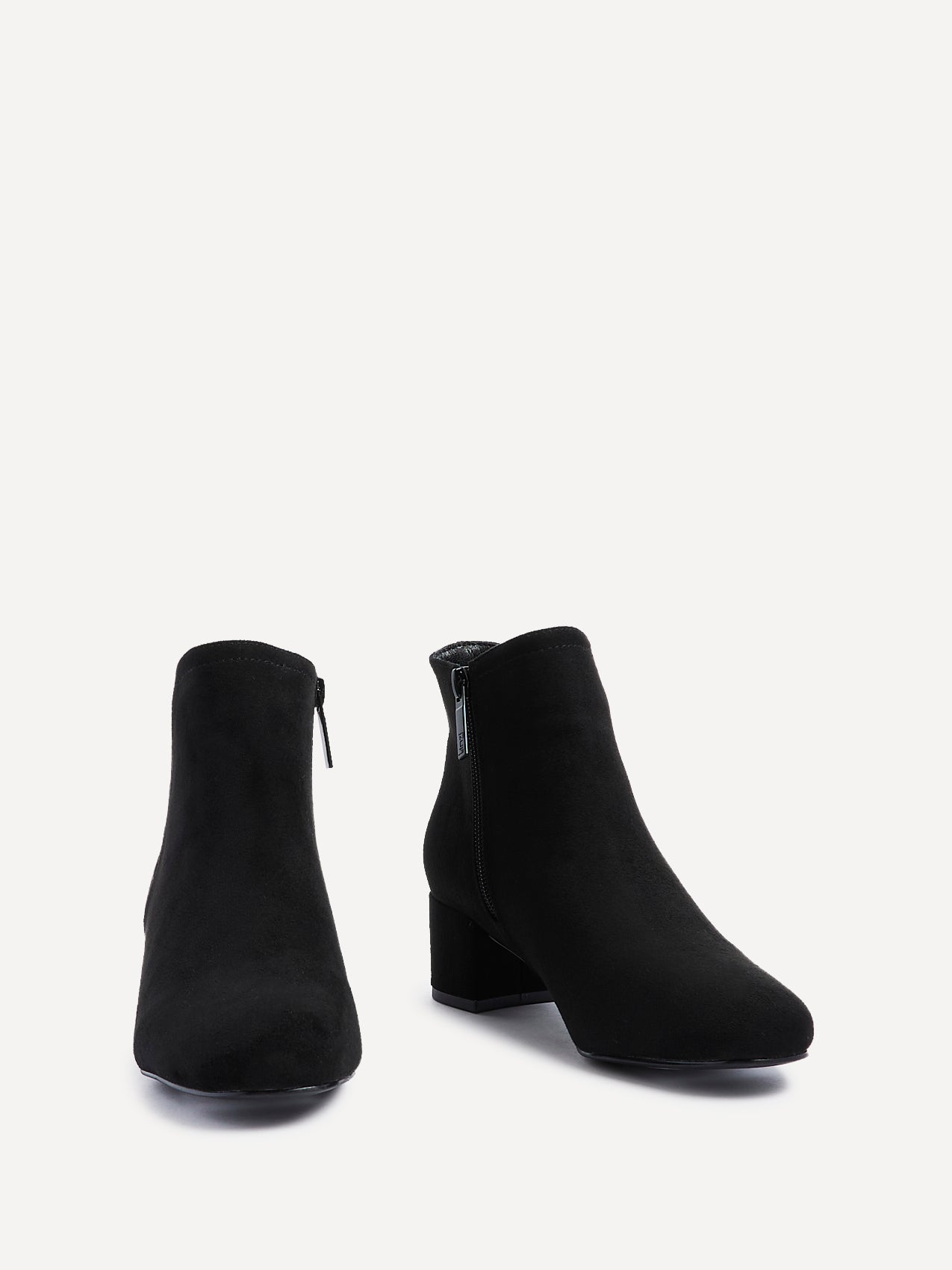 Manor Black Faux Suede Heeled Ankle Boots