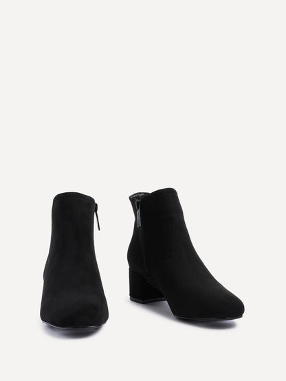 Manor Black Faux Suede Heeled Ankle Boots