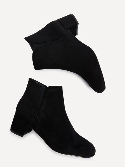 Manor Black Faux Suede Heeled Ankle Boots