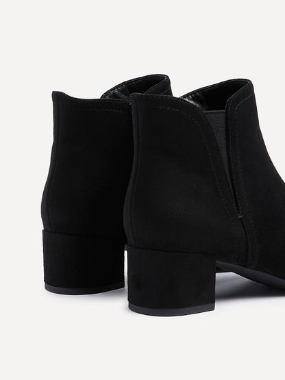 Manor Black Faux Suede Heeled Ankle Boots
