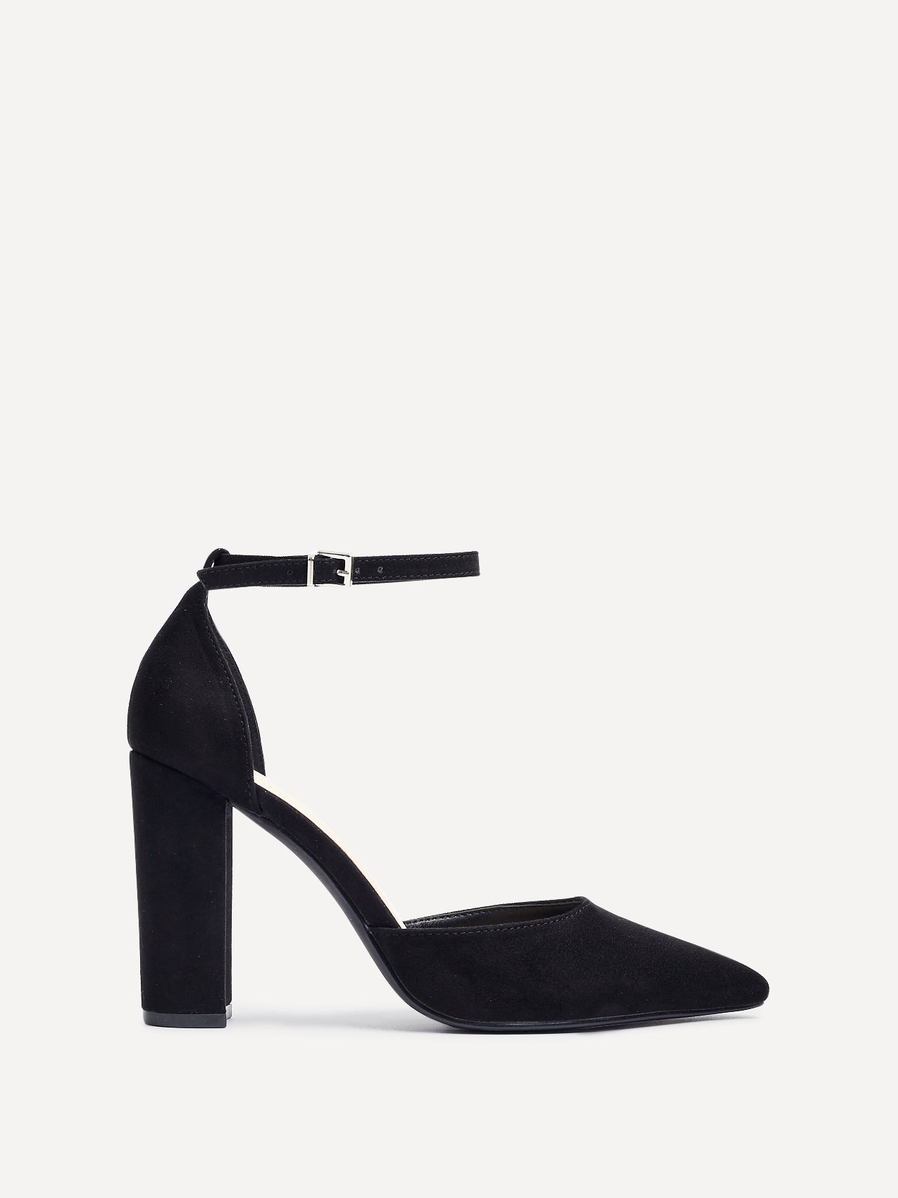 Mara Black Faux Suede Court Heels