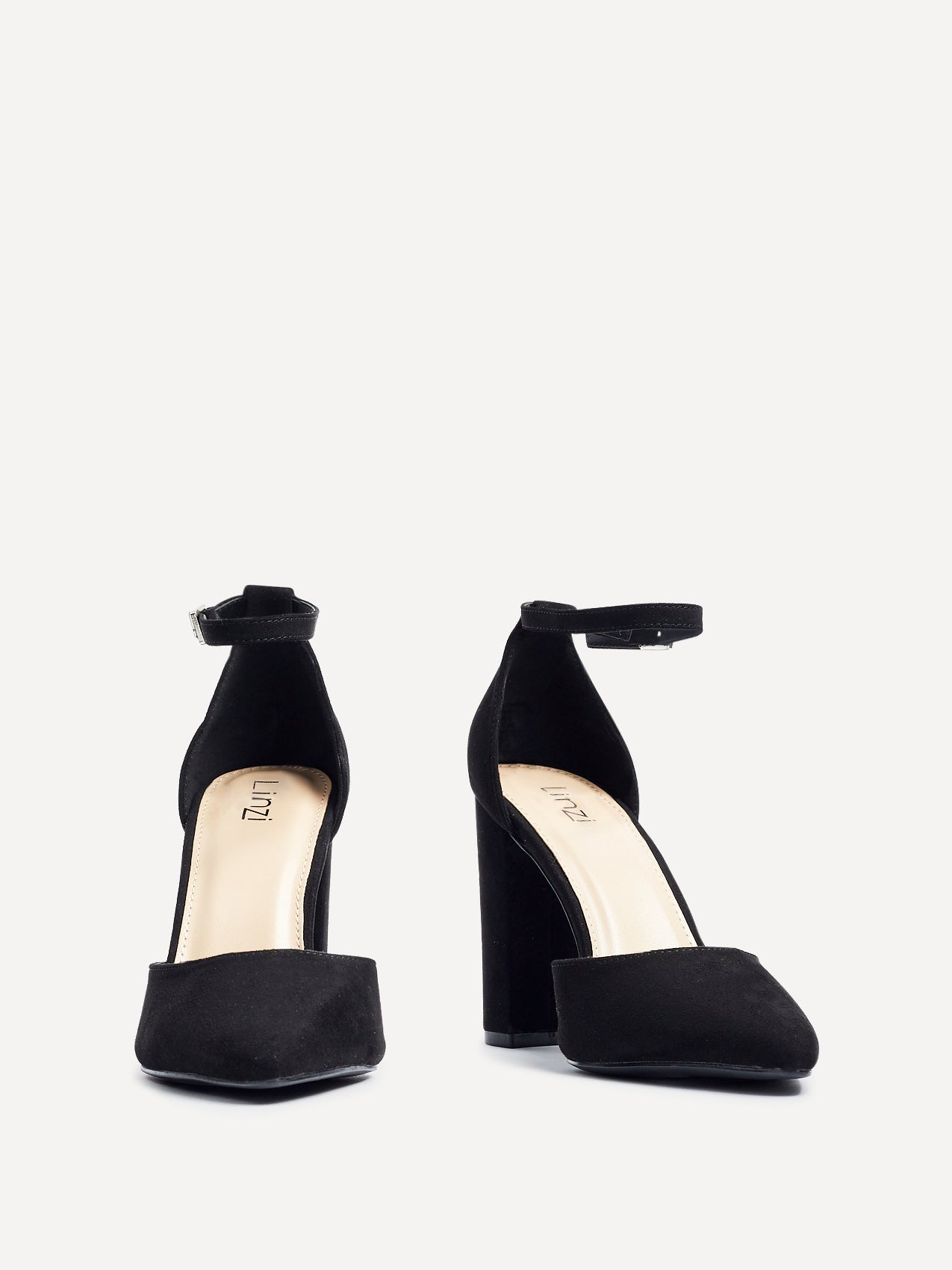 Mara Black Faux Suede Court Heels
