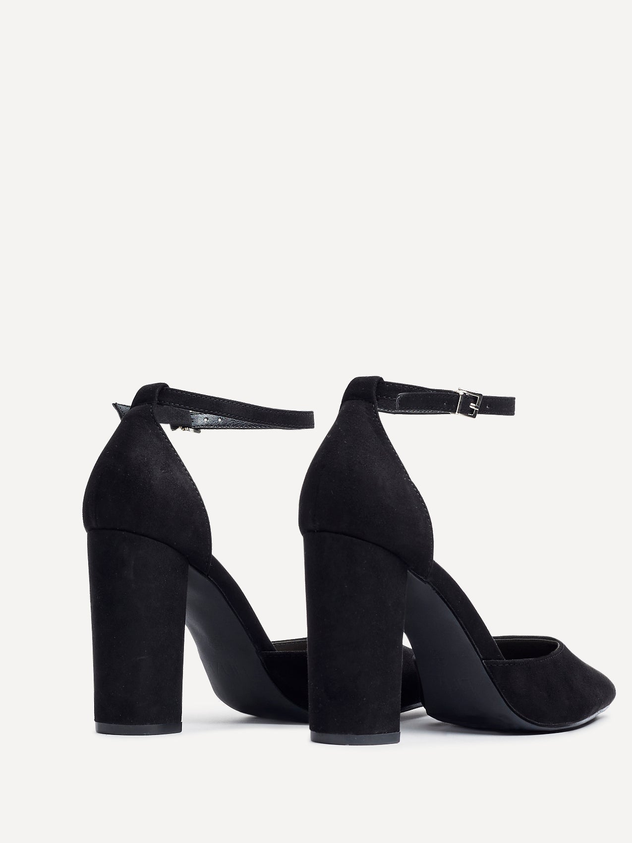 Mara Black Faux Suede Court Heels