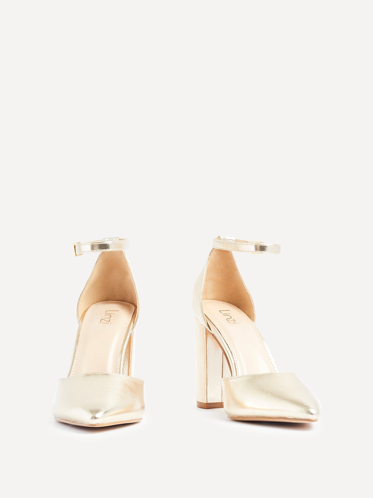 Mara Gold Faux Leather Court Heels