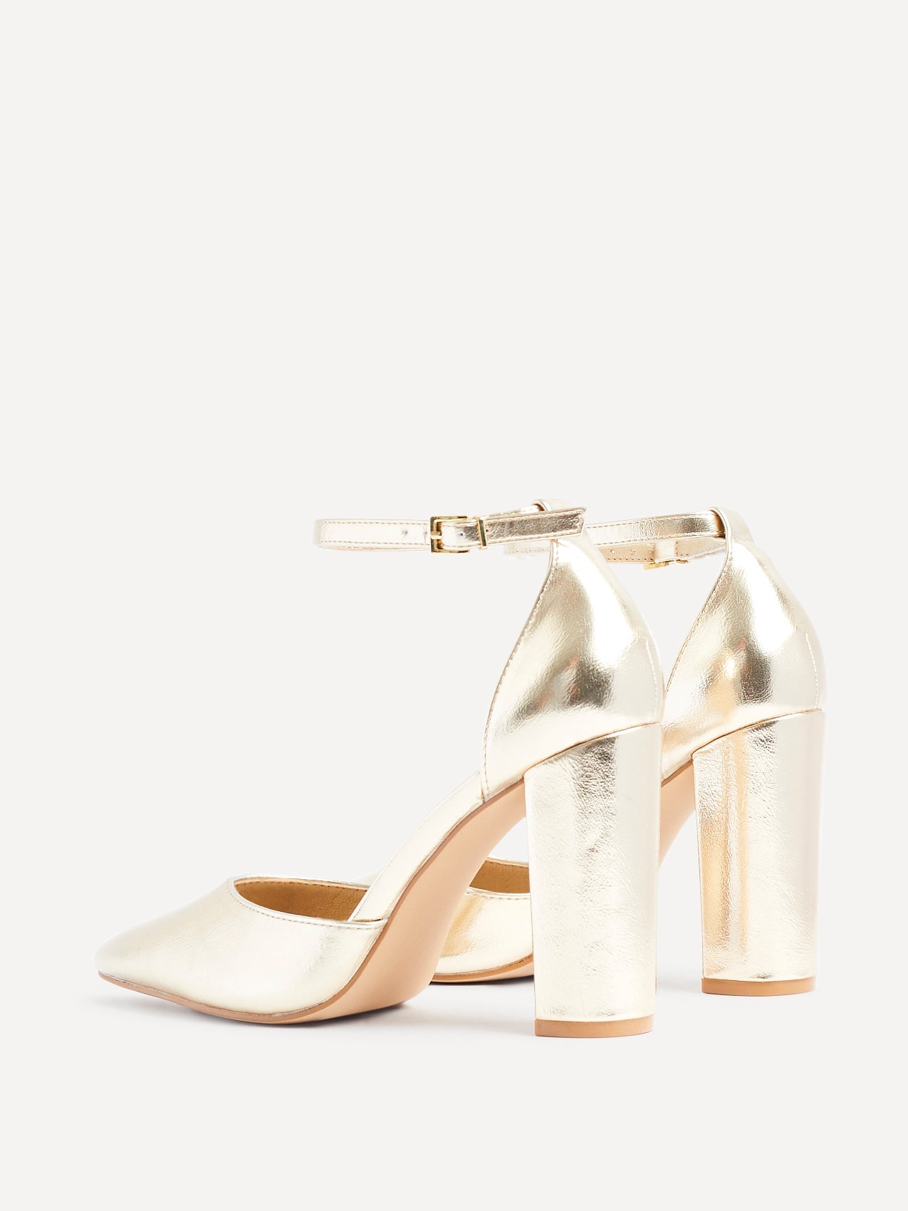 Mara Gold Faux Leather Court Heels