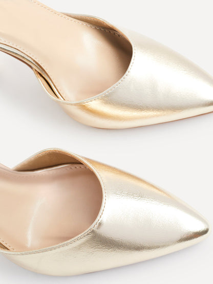 Mara Gold Faux Leather Court Heels
