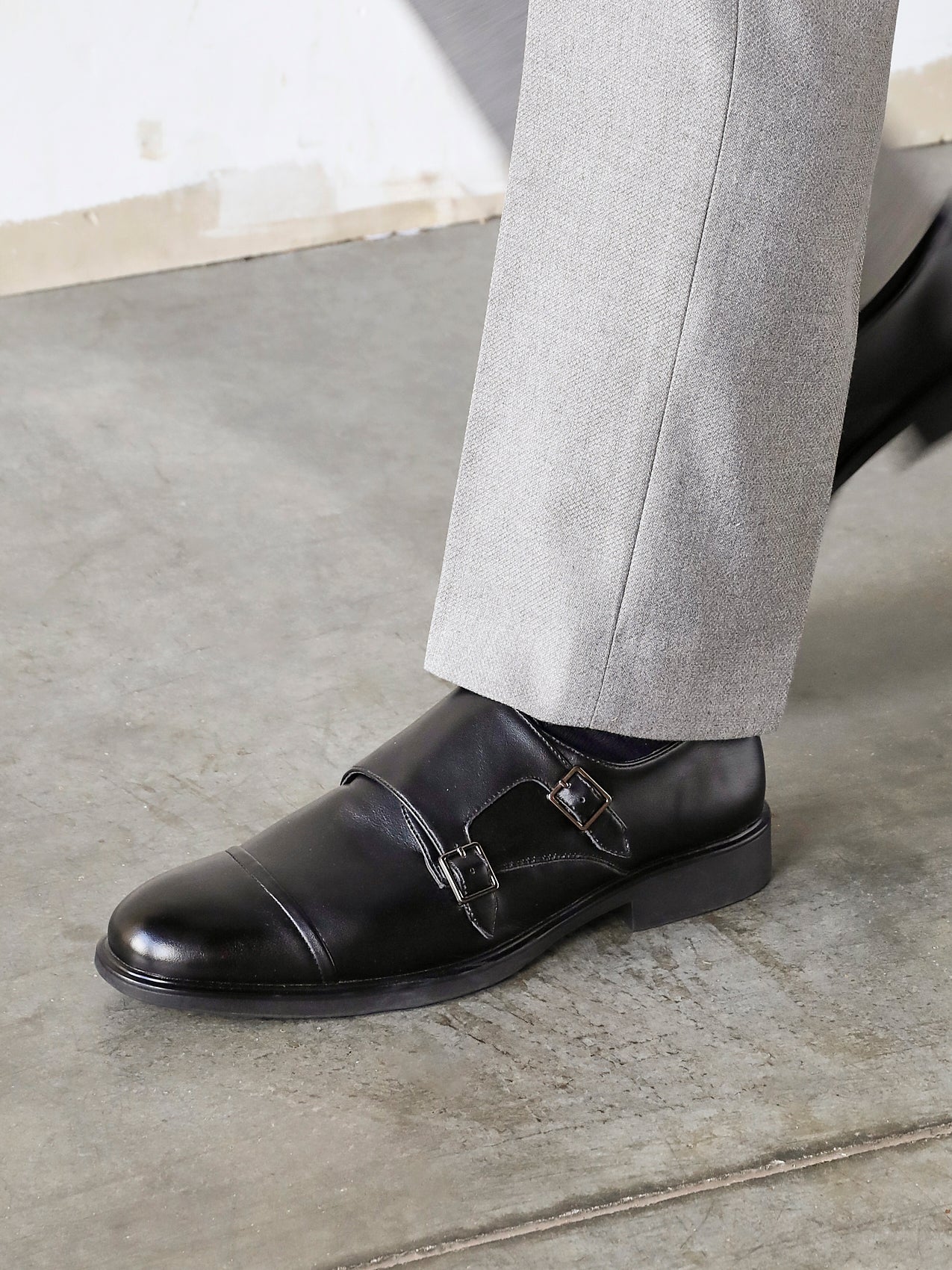 Marcello Mens Black Faux Leather Shoes