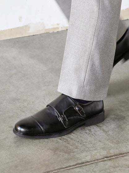 Marcello Mens Black Faux Leather Shoes