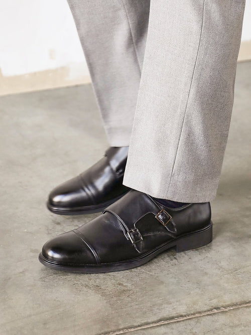 Marcello Mens Black Faux Leather Shoes