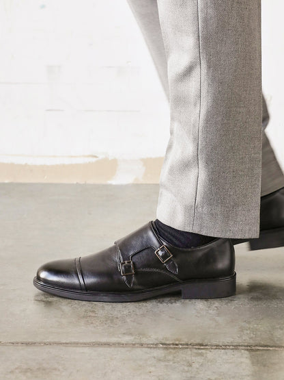 Marcello Mens Black Faux Leather Shoes
