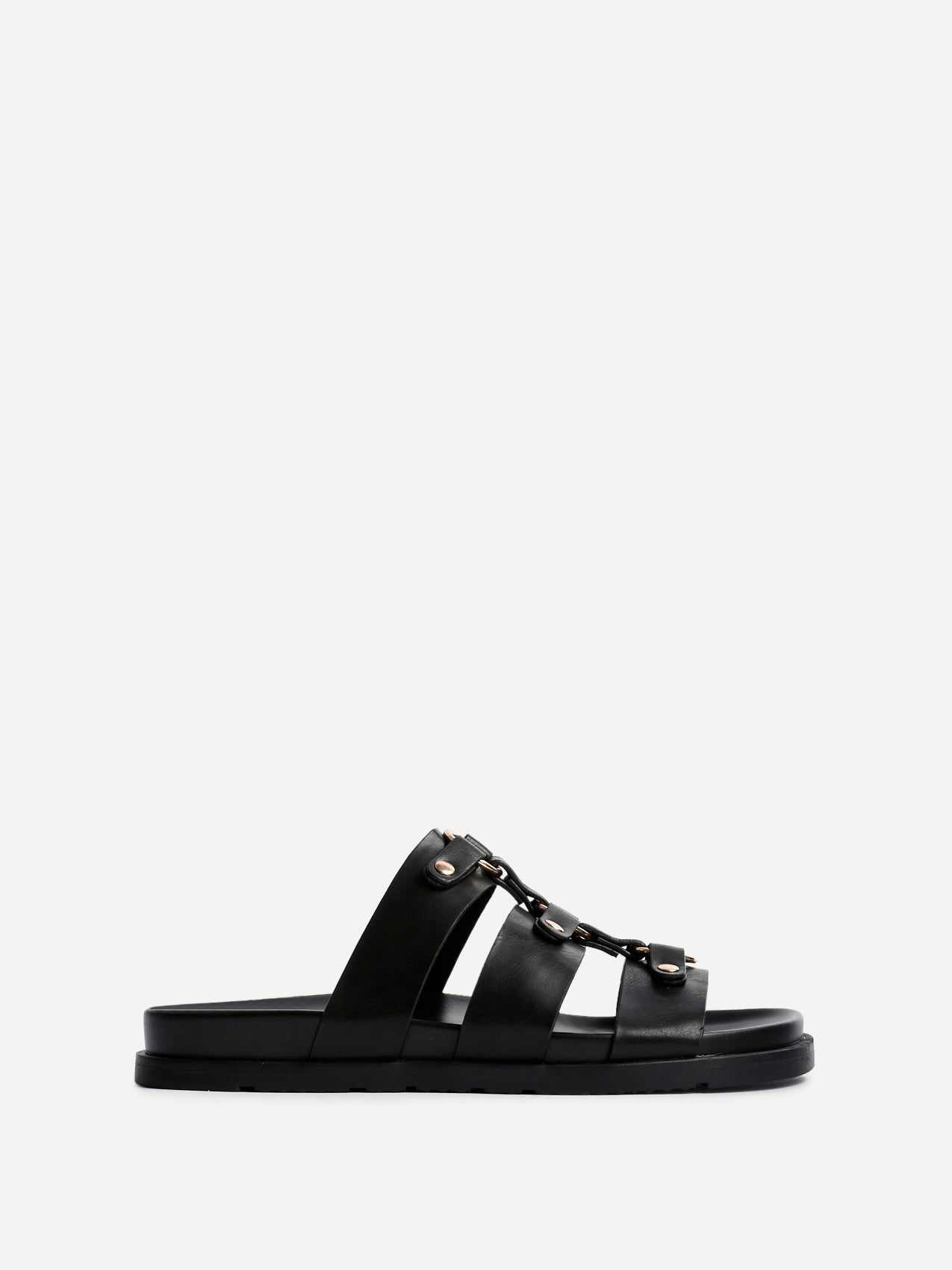 Marcia Black Studded Gladiator Slip-On Sandals