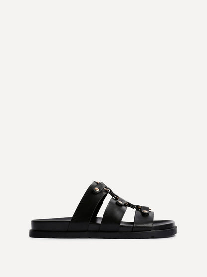 Marcia Black Studded Gladiator Slip-On Sandals
