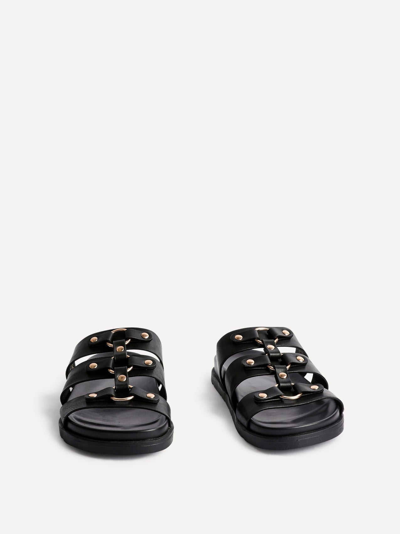Marcia Black Studded Gladiator Slip-On Sandals