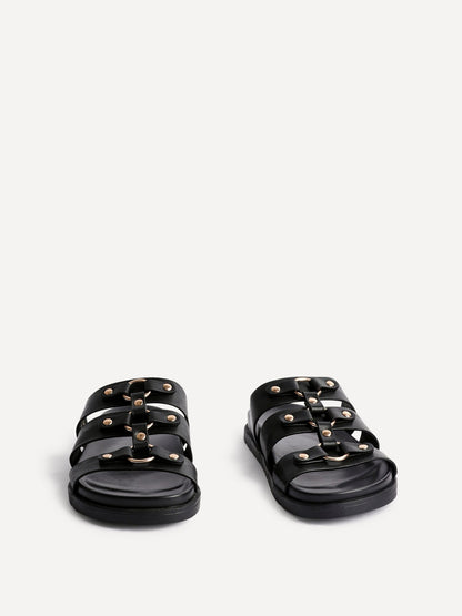 Marcia Black Studded Gladiator Slip-On Sandals