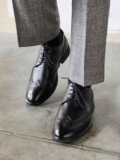 Marco Mens Black Faux Leather Brogue Shoes