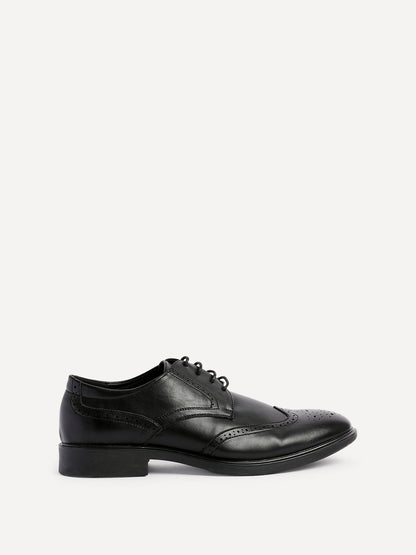 Marco Mens Black Faux Leather Brogue Shoes