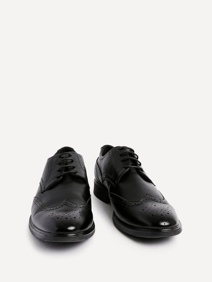 Marco Mens Black Faux Leather Brogue Shoes