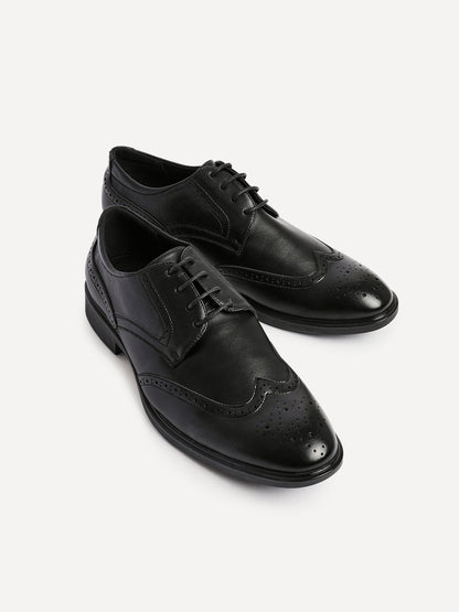 Marco Mens Black Faux Leather Brogue Shoes