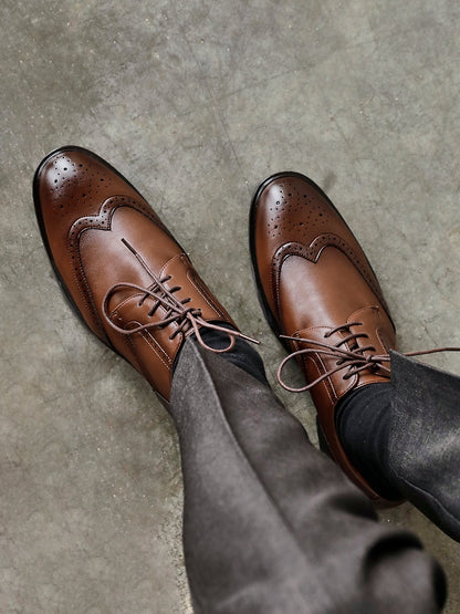 Marco Mens Brown Faux Leather Brogue Shoes